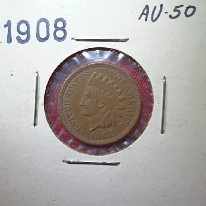 1908 Au50 Indian Head Cent  Copper